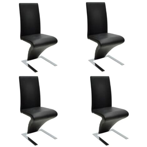 Lot de 4 Chaises de salle à manger, Chaise à dîner, Fauteuils de Relaxation noir similicuir BGT26235 (1/5)