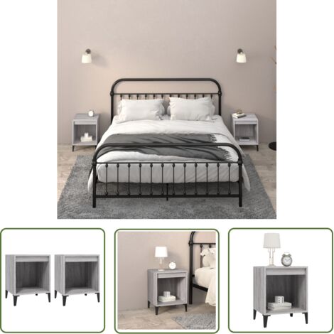 The Living Store Tables de chevet 2 pcs Sonoma gris 40x35x50 cm - Table De Chevet - Meuble De Chambre - Armoire De Chevet - Commode - Mobilier Moderne (1/5)
