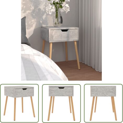The Living Store Table de chevet Gris béton 40x40x56 cm Bois d'ingénierie - Table De Chevet - Meuble De Chambre - Table De Nuit - Table D'appoint - Design Moderne (1/5)