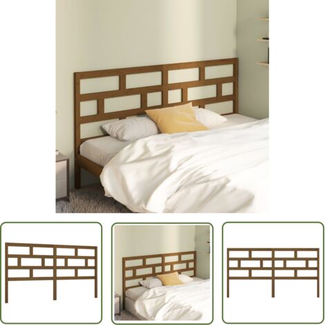 The Living Store Tête de lit Marron miel 206x4x100 cm Bois massif de pin - Tête De Lit - Meuble De Chambre - Tête De Lit En Bois - Décoration Chambre - Literie (1/5)