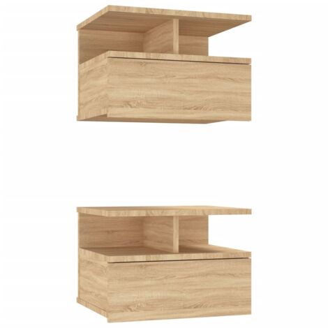 INLIFE Tables de chevet flottantes 2 pcs Chêne sonoma 40x31x27 cm (1/5)