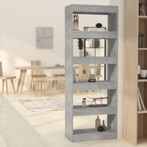 Bibliothèque, Étagère de Rangement, Séparateur de pièce, Meuble pour Dossier Gris béton 60x30x166 cm AXZ60680 (1/5)