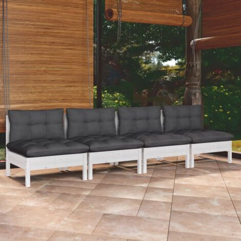 Canapé de jardin à 4 places, Canapé d'extérieur, Banc de jardin avec coussins anthracite Bois de pin MJU7355 (1/5)