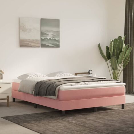 Sommier à ressorts de lit Résistant et confortable,Sommier /Support à Lattes pour Adulte Enfant Rose 140x190 cm Velours BVM83519 (1/5)