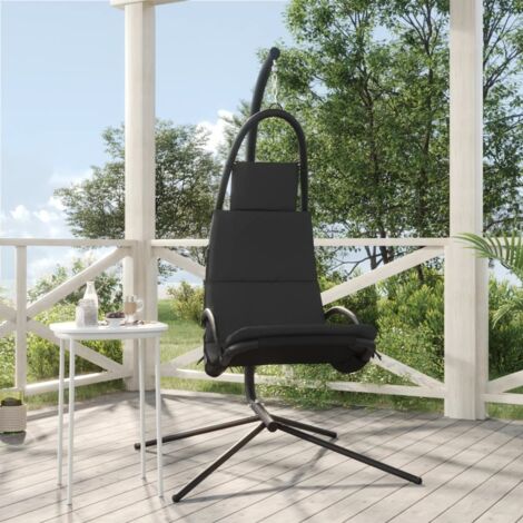 Chaise balançoire Chaise longue Balancelle jardin coussin gris foncé tissu Oxford/acier BGT62985 (1/5)