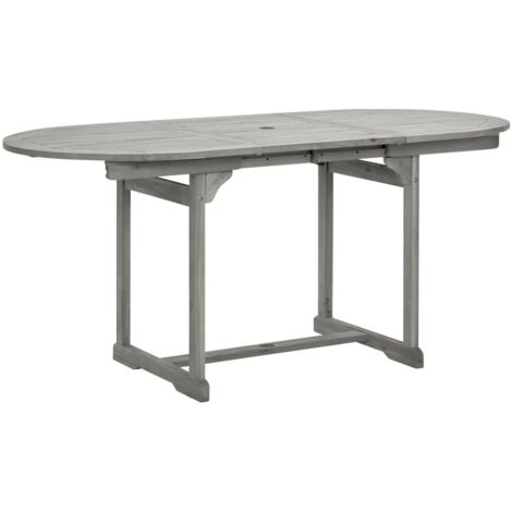 INLIFE Table à dîner de jardin (120-170)x80x75 cm Bois d'acacia massif (1/5)