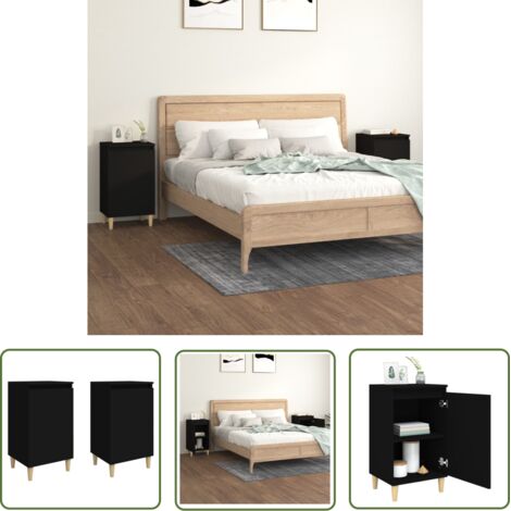The Living Store Tables de chevet 2 pcs noir 40x35x70 cm bois d'ingénierie - Table De Chevet - Meuble De Chambre - Mobilier Moderne - Commode - Armoire Latérale (1/5)