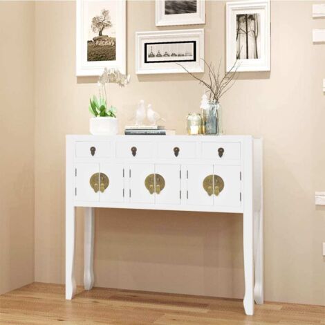 Buffet, Meuble de Rangement, Armoire de Cuisine en style chinois en bois massif Blanc RDS6863 (1/5)