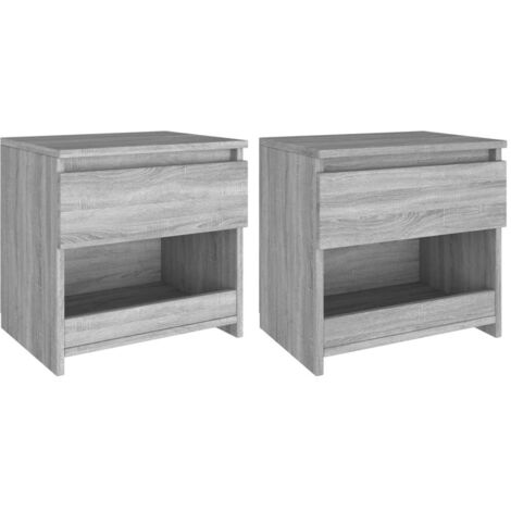 Lot de 2 Tables de chevet  Tables de nuit Sonoma gris 40x30x39cm Bois d'ingénierie SDG58830 (1/5)