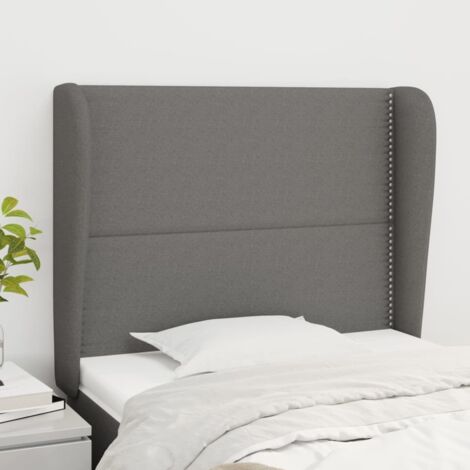 Tête de lit avec oreilles Gris foncé 103x23x118/128 cm Tissu (1/5)