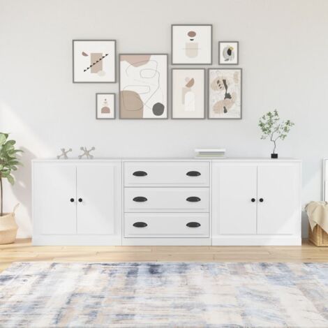 3 pcs Buffets, Meubles de Rangement, Armoires de Cuisine Blanc Bois d'ingénierie RDS2835 (1/5)
