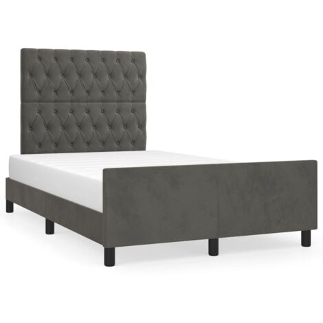 Lit adulte, Cadre de lit avec tête de lit, Structure de lit Gris foncé 120x200 cm Velours CDE54951 BonneVie (1/5)