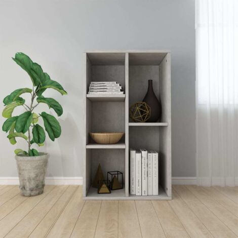 Bibliothèque, Buffet, Meuble de rangement, Armoire à livres Gris béton 50x25x80 cm Aggloméré HYB26773 (1/5)