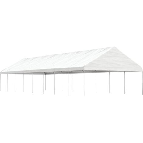 Belvédère avec toit, Belvédère de barbecue, Tonnelle et Pergola de jardin blanc 17,84x5,88x3,75 m polyéthylène NKK99310 (1/5)