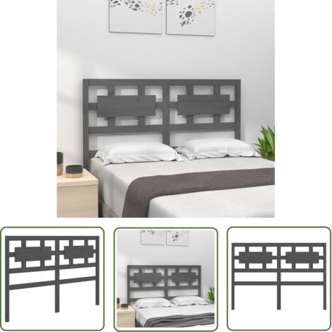 The Living Store Tête de lit Gris 205,5x4x100 cm Bois massif de pin - Tête De Lit - Tête De Lit Bois - Tête De Lit Grise - Meuble Chambre - Mobilier Chambre (1/5)