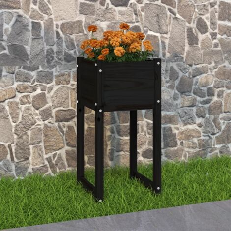Jardinière, Pot de fleurs Noir 40x40x81 cm Bois massif de pin BVM61786 (1/5)