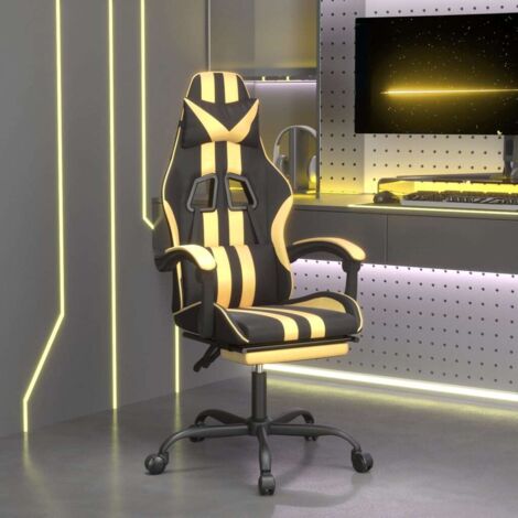 Chaise de jeu,Fauteuil de jeux,Siège gamer avec repose-pied Noir et doré Similicuir BGT31953 (1/5)