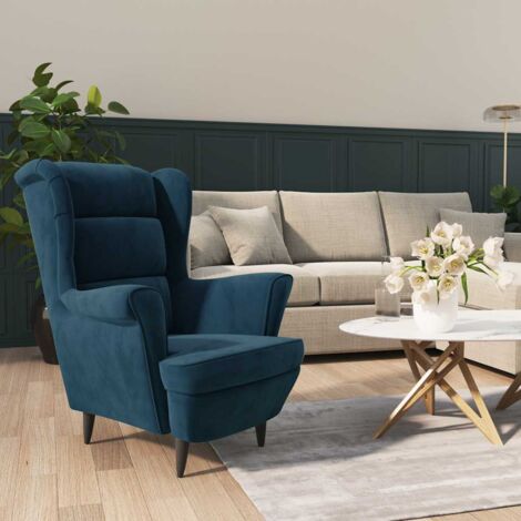 Fauteuil Salon Confortable, Chaises pour Salon, Siège élégant pour Chambre Bleu Velours ZSD58728