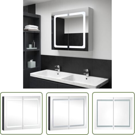 Armoire de salle de bain à miroir à LED 80x12,2x68 (1/5)