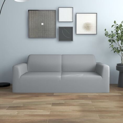 Housse extensible de canapé 2 places Gris Jersey de polyester - The Living Store (1/5)