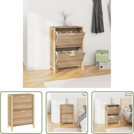 The Living Store Armoire à chaussures 57,5x33x80 cm Bois d'ingénierie - Armoire À Chaussures - Rangements Chaussures - Meubles Entrée - Placard Chaussures - Rangement Intérieur (1/5)