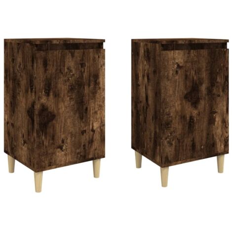 Lot de 2 Tables de chevet  Tables de nuit chêne fumé 40x35x70 cm bois d'ingénierie VGT90487 BonneVie (1/5)
