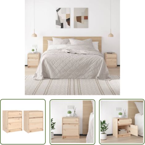 The Living Store Tables de chevet 2 pcs 40x31x50 cm bois de pin massif - Table De Chevet - Meuble De Chambre - Table Nuit - Bois Massif - Pin (1/5)