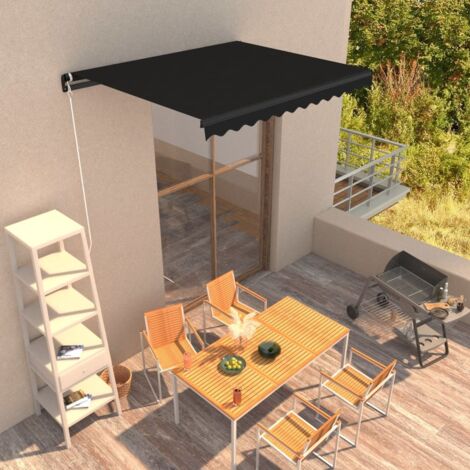 Auvent de Balcon Anti-Soleil - manuel rétractable - Auvent de jardin terrasse bistro - 350x250 cm Anthracite Chic-413020 (1/5)