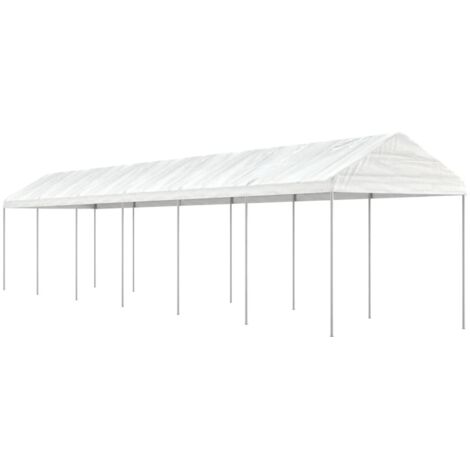 Belvédère avec toit, Belvédère de barbecue, Tonnelle et Pergola de jardin blanc 13,38x2,28x2,69 m polyéthylène NKK33645 (1/5)
