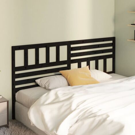 Furniture Limited - Tête de lit Noir 206x4x100 cm Bois massif de (1/5)