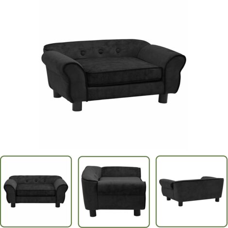 Canapé pour chien noir 72x45x30 cm en peluche – Confort optimal avec cadre en bois et pieds antidérapants – Housse lavable (1/5)