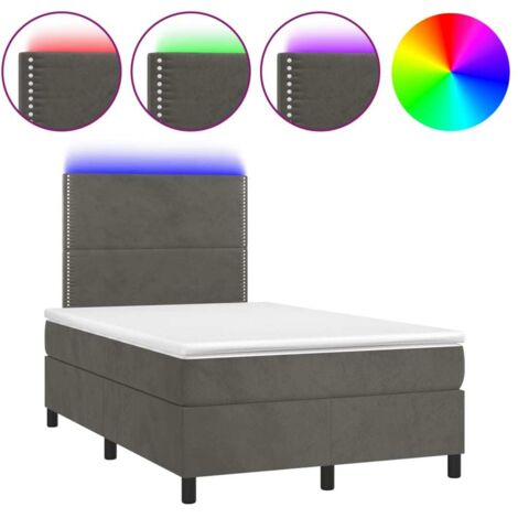 Soldes - Couchage Sommier tapissier matelas et LED Gris foncé 120x200 cm Velours,design Pratique Deco540490 (1/5)