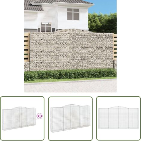 Paniers à gabions Jardinieres Mur en gabion Clôtures de gabion arqués 5 pcs 400x50x200/220 cm Fer galvanisé KOL8131 (1/5)