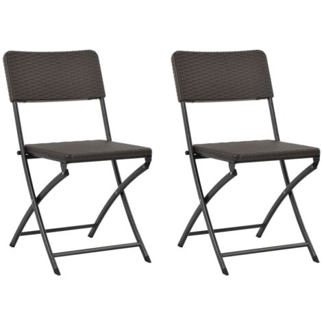 2 pcs Chaises pliables de jardin, Chaises de jardin à dîner, Fauteuils de jardin PEHD et acier BGT92913 (1/5)