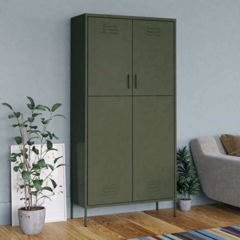 Furniture Limited - Garde-robe Vert olive 90x50x180 cm Acier (1/5)