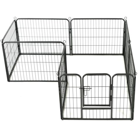 Parc pour chiens 8 panneaux acier 60 x 80 cm enclos pour chiens noir (1/5)
