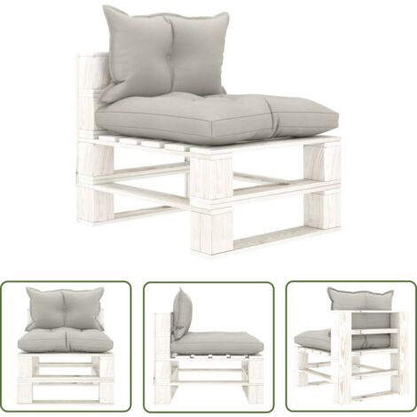 The Living Store Canapé de milieu palette de jardin avec coussins taupe Bois - Canapé Jardin - Canapé Palettes - Meubles De Jardin - Salon De Jardin - Chaise Longue (1/5)