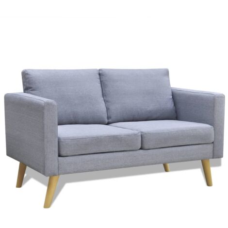Canapé à 2 places, Canapé droit, Canapé relax Moderne pour salon Chambre Tissu Gris clair MJU9494 (1/4)