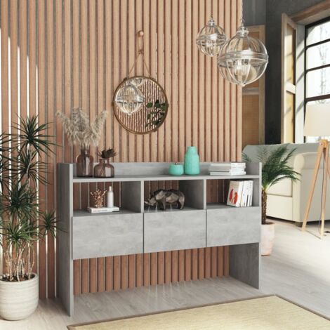 Buffet, Meuble de Rangement, Armoire de Cuisine Gris béton 105x30x70 cm Aggloméré RDS4929 (1/5)