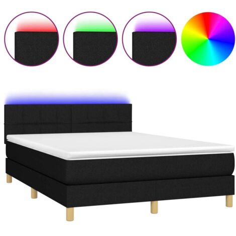 Soldes - Couchage Sommier tapissier avec matelas et LED Noir 140x190 cm Tissu,design Pratique Deco486189 (1/5)