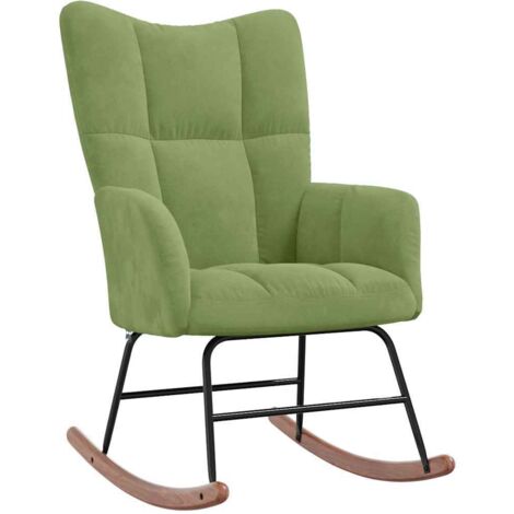 Chaise à bascule, Rocking chair design contemporain, Fauteuil à bascule Vert clair Velours BGT96279 (1/5)