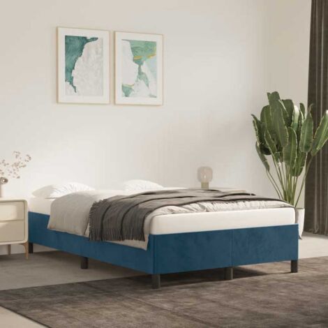 Lit double-120 x 200 cm, Cadre de lit, Lit adulte, Structure de lit Bleu foncé 120x200 cm Velours PDKEI84090 (1/5)