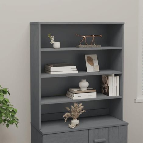 Dessus de buffet, Meuble de Rangement moderne HAMAR Gris foncé 90x30x100 cm Bois de pin RDS6096 (1/5)