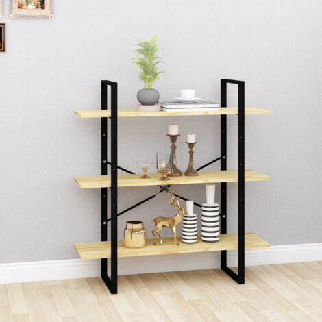 Bibliothèque à 3 niveaux, Étagère de Rangement, Meuble pour Dossier, Armoire de Rangement 100x30x105 cm Bois de pin massif AXZ83641 (1/5)