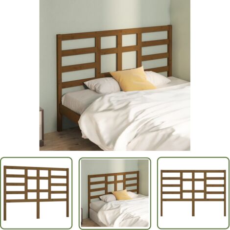 The Living Store Tête de lit Marron miel 146x4x104 cm Bois massif de pin - Tête De Lit - Meuble De Chambre - Tête De Lit En Bois - Tête De Lit Design - Literie (1/5)
