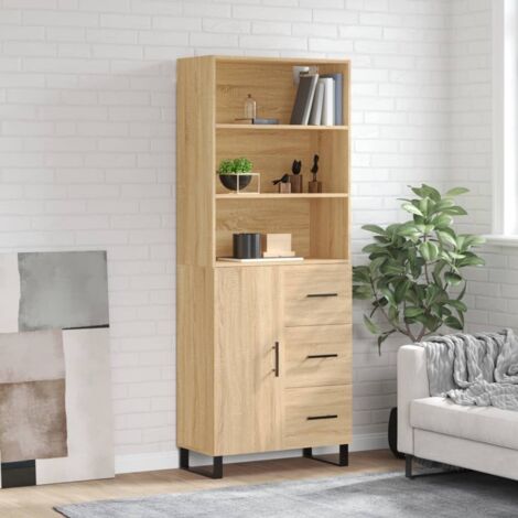 Buffet haut, Meuble de Rangement, Armoire de Cuisine Chêne so69,5x34x180 cm Bois d'ingénierie NKK37436 (1/5)