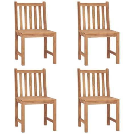 INLIFE Chaises de jardin 4 pcs avec coussins Bois de teck massif (1/5)