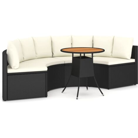 5 pcs Salon de jardin, Ensemble table et chaises de jardin, Meuble de jardin avec coussins Résine tressée Noir MKW269500 (1/5)