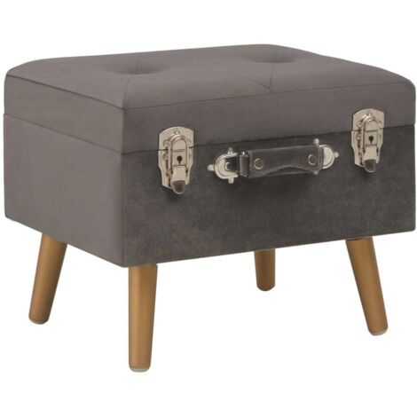 Taboure de rangement Pouf coffre de rangement 40 cm Gris Velours HAV6478 (1/5)