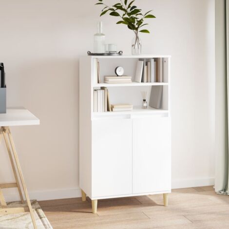 Buffet haut, Meuble de Rangement, Armoire de Cuisine Blanc 60x36x110 cm Bois d'ingénierie SDG29496 (1/5)
